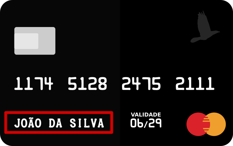 Localização do nome no cartão